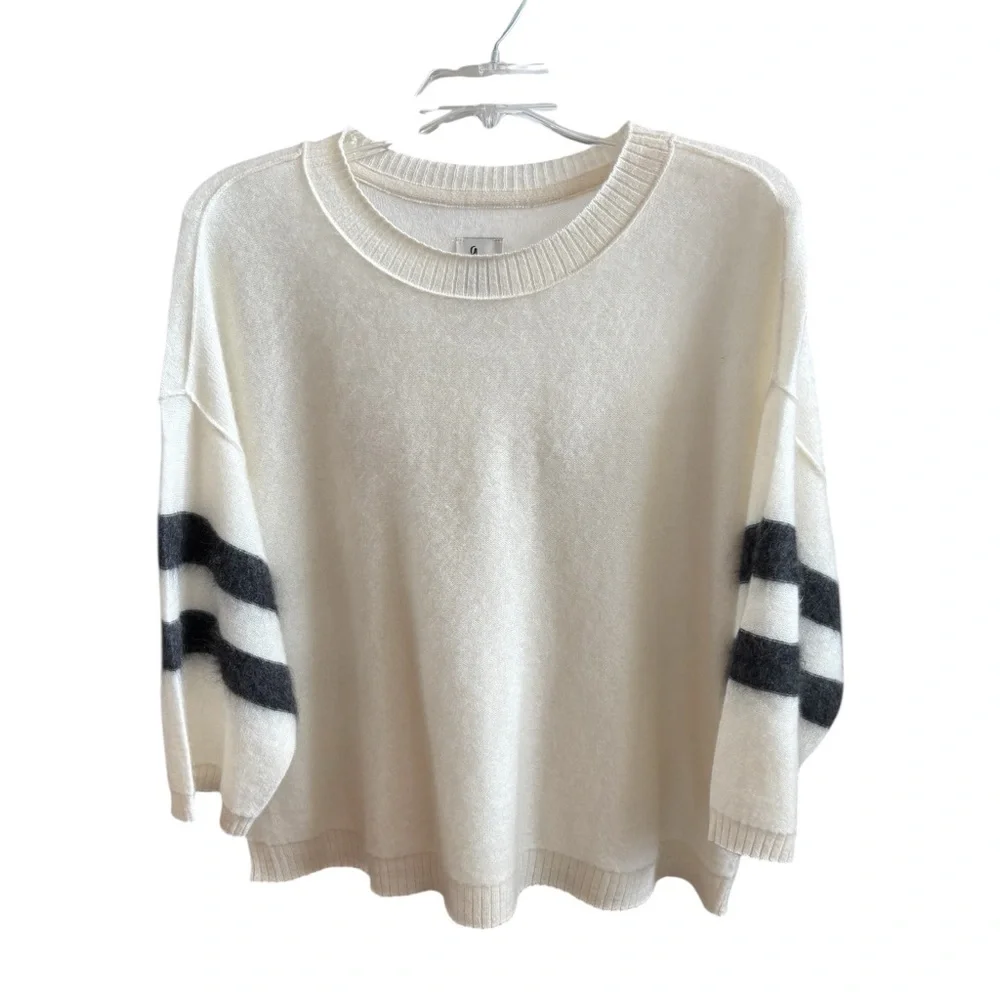 Maeve/Anthropologie Brushed Cashmere Boxy Crop Sweater in Ivory Size S. NWT - Picture 6 of 12